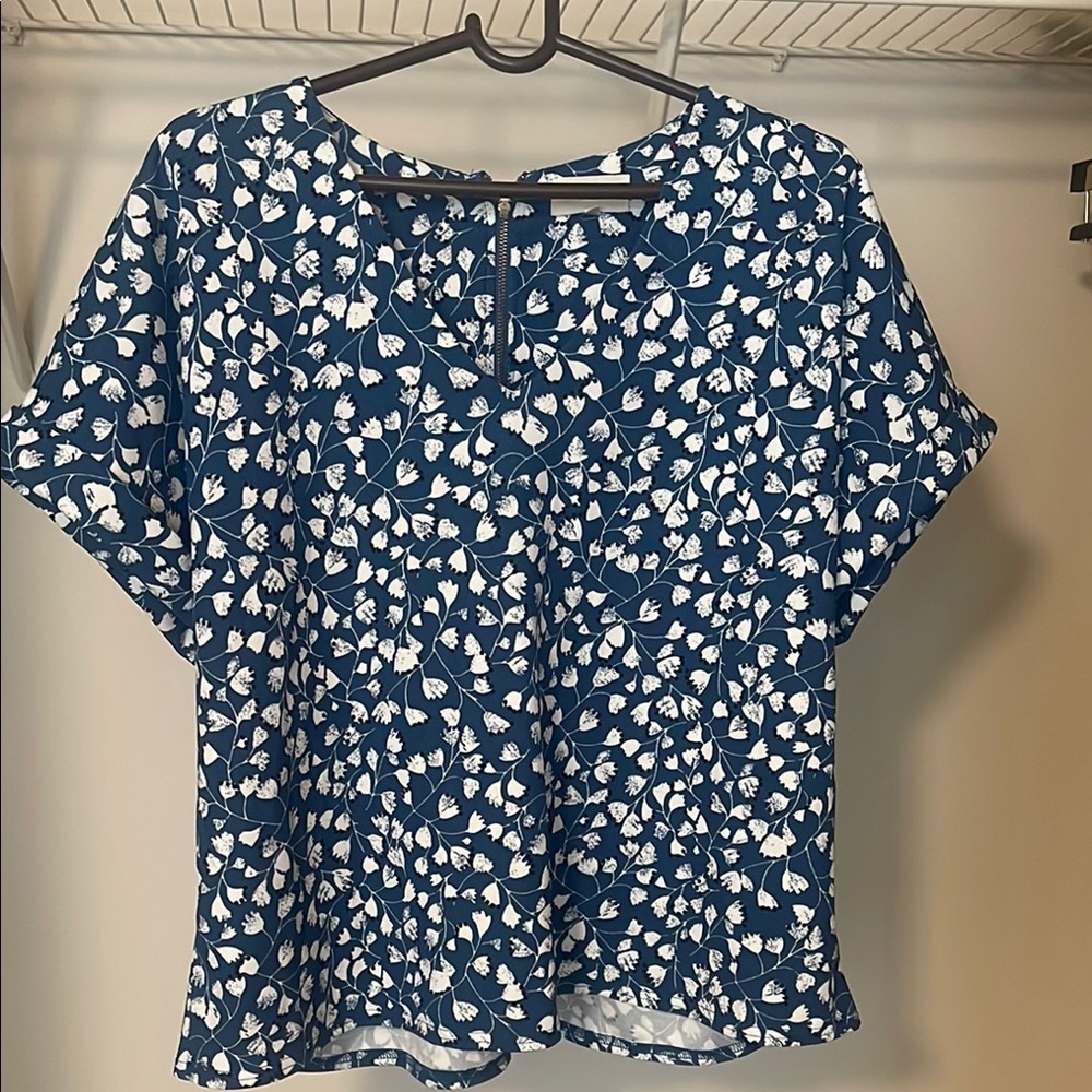 MELLODAY Blue Boxy Blouse with Relaxed Fit